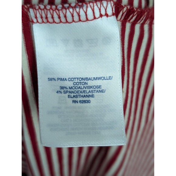 Lands' End Dress Womens XL 16 Red White Stripe Henley Pima Cotton Drawstring Mb - Picture 4 of 7